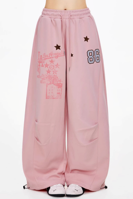 Retro Digital Print Sports Pants