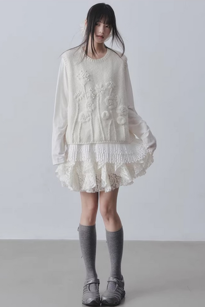 Lace Velvet High-Waisted Skirt