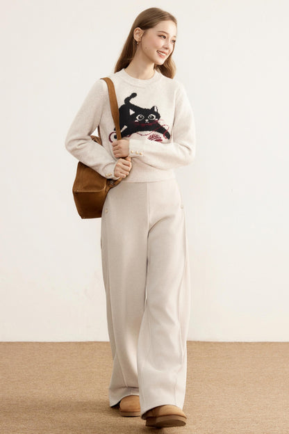 Winter Composite Fleece Wide-Leg Pants