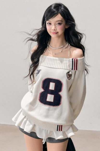 Youthful Off-Shoulder Knit Sweater