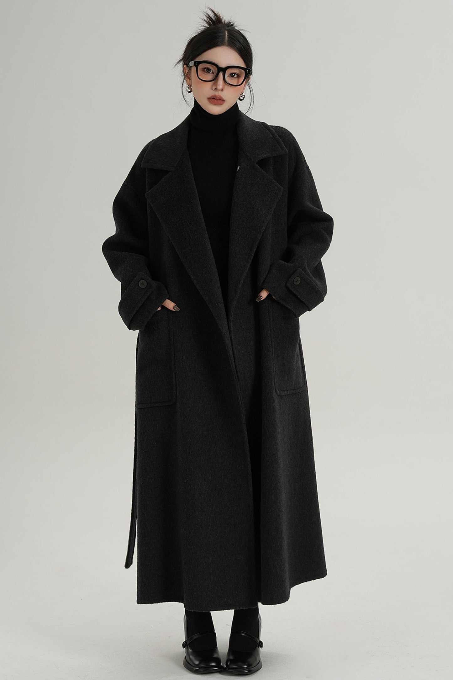 Stand-Up Wool Long Coat