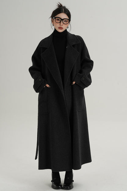 Stand-Up Wool Long Coat