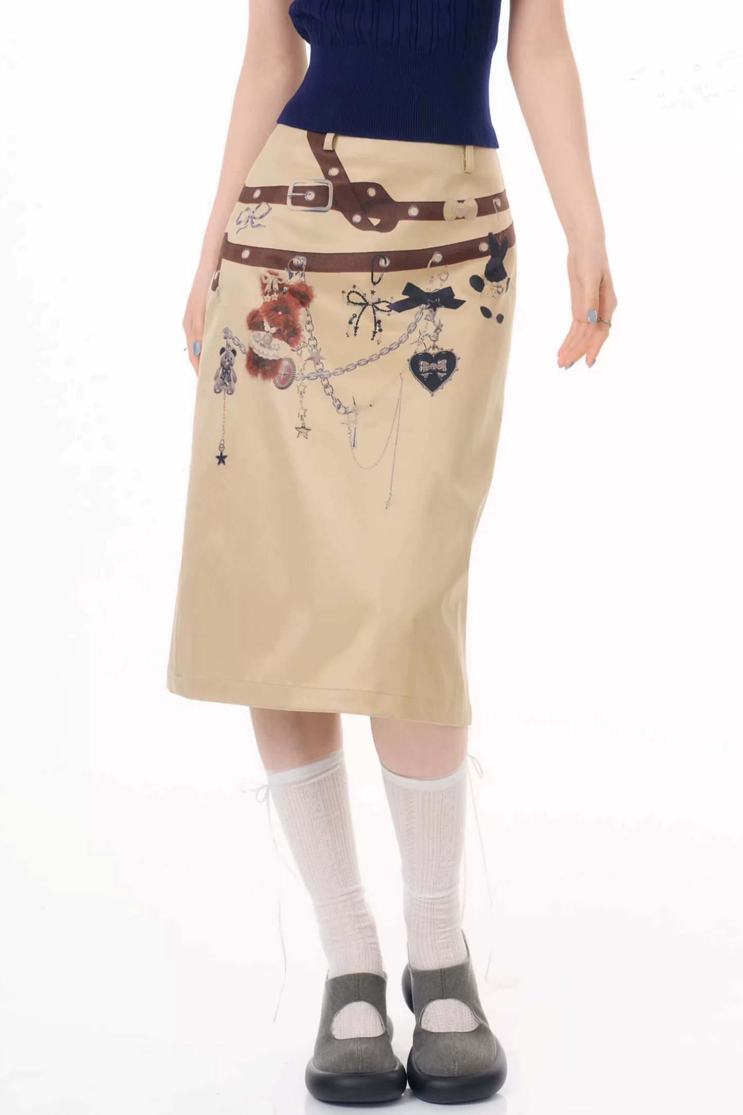 Chain Bear Khaki Skirt