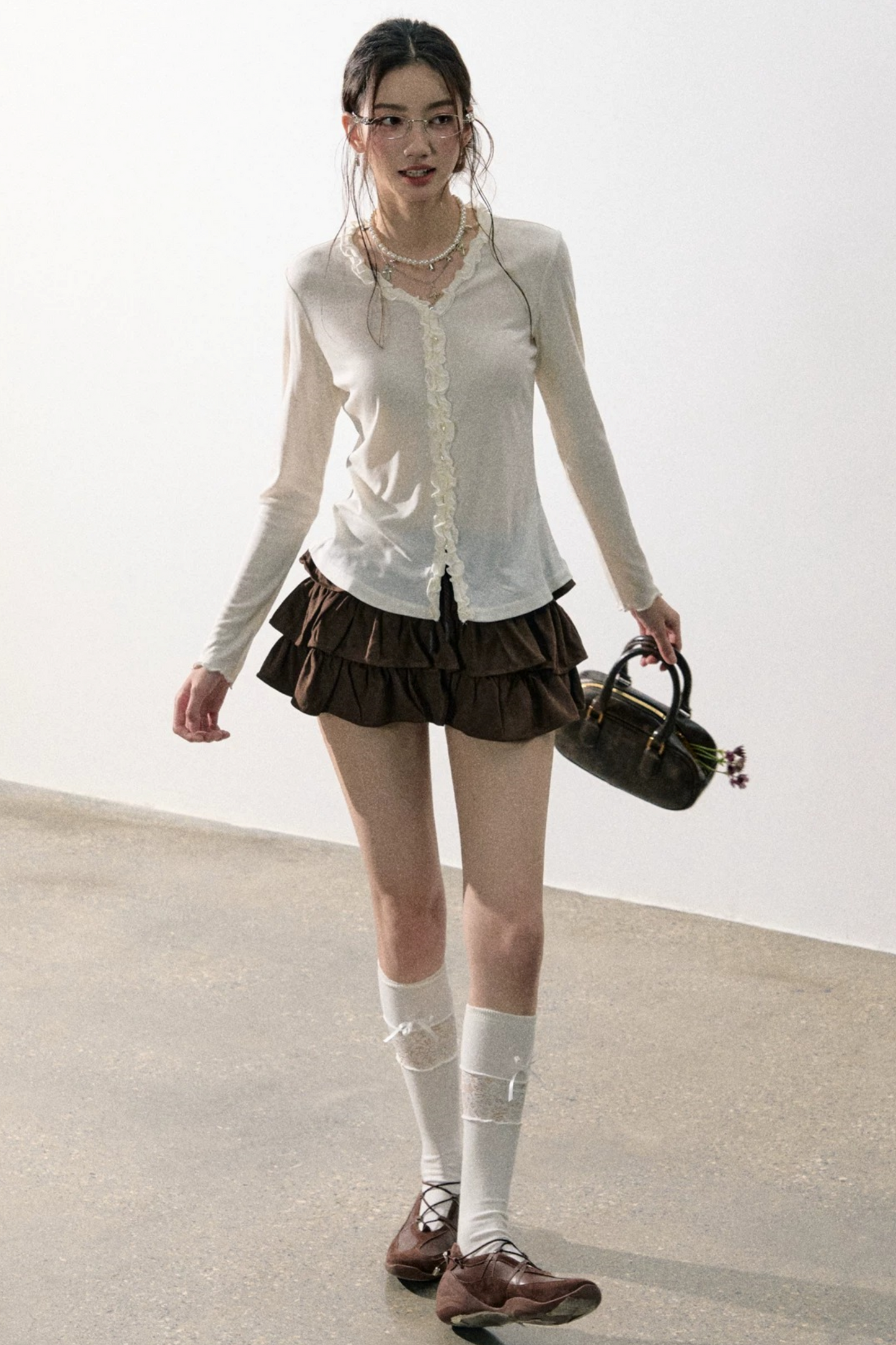 French Knit Ruffled Top