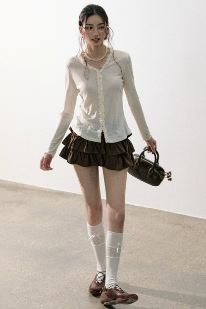 French Knit Ruffled Top