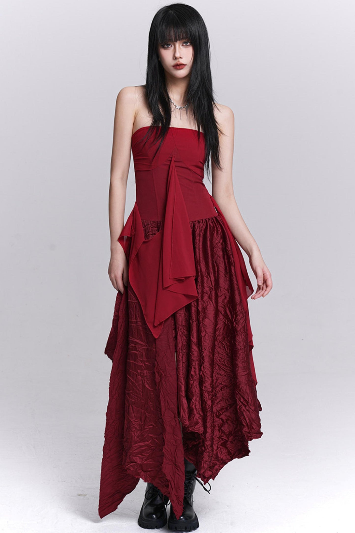 Irregular Red Tube Dress