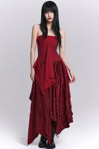 Irregular Red Tube Dress