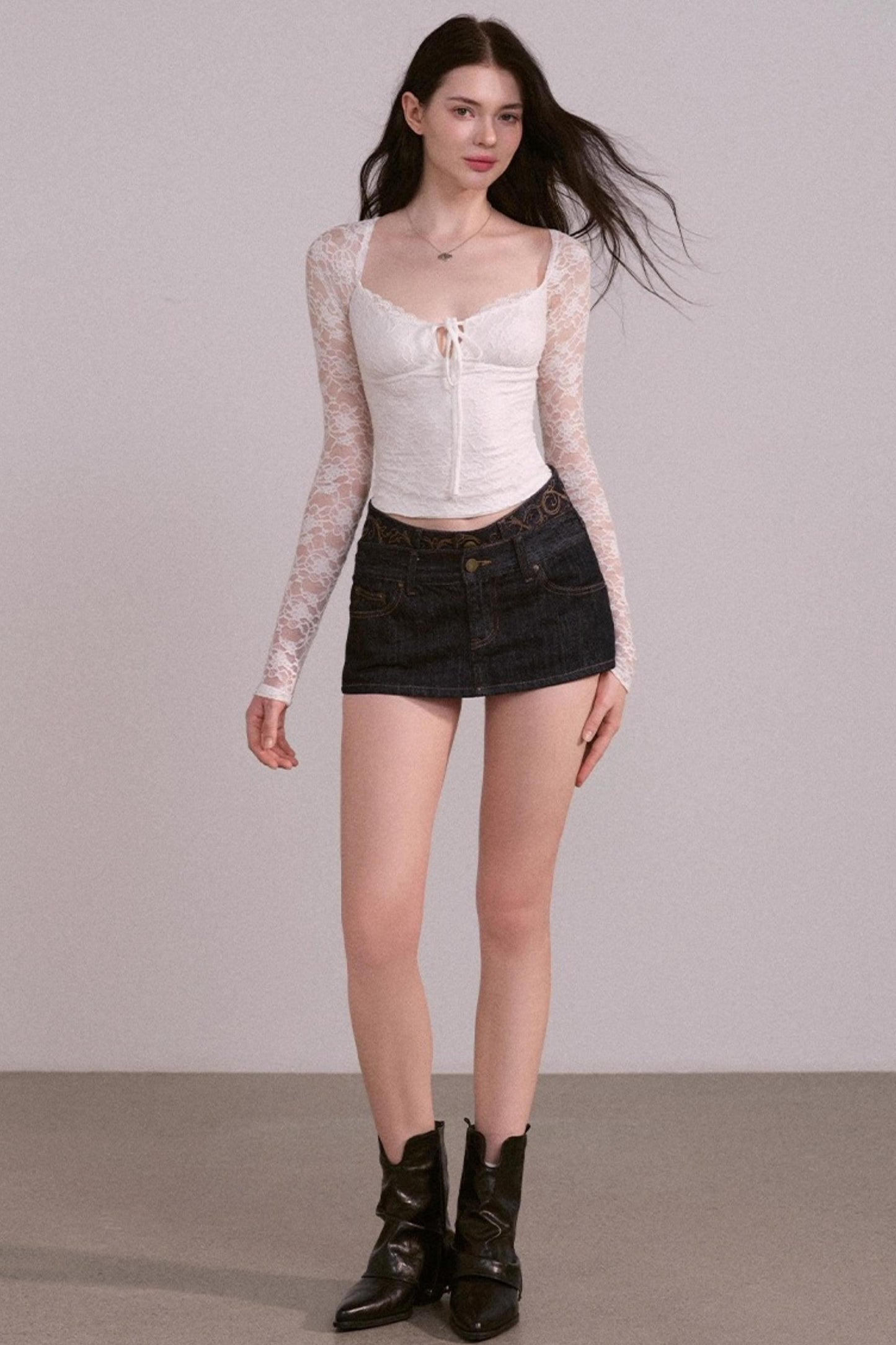 Low-Rise Denim Skirt