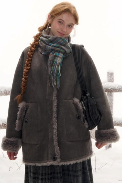 Reversible Suede Stand Collar Jacket