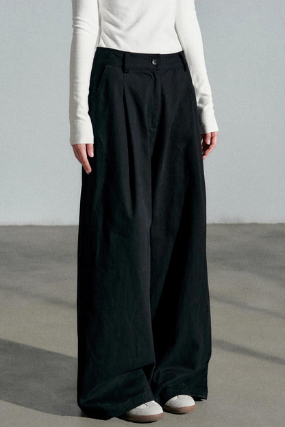 Empire High-Waisted Wide-Leg Trousers