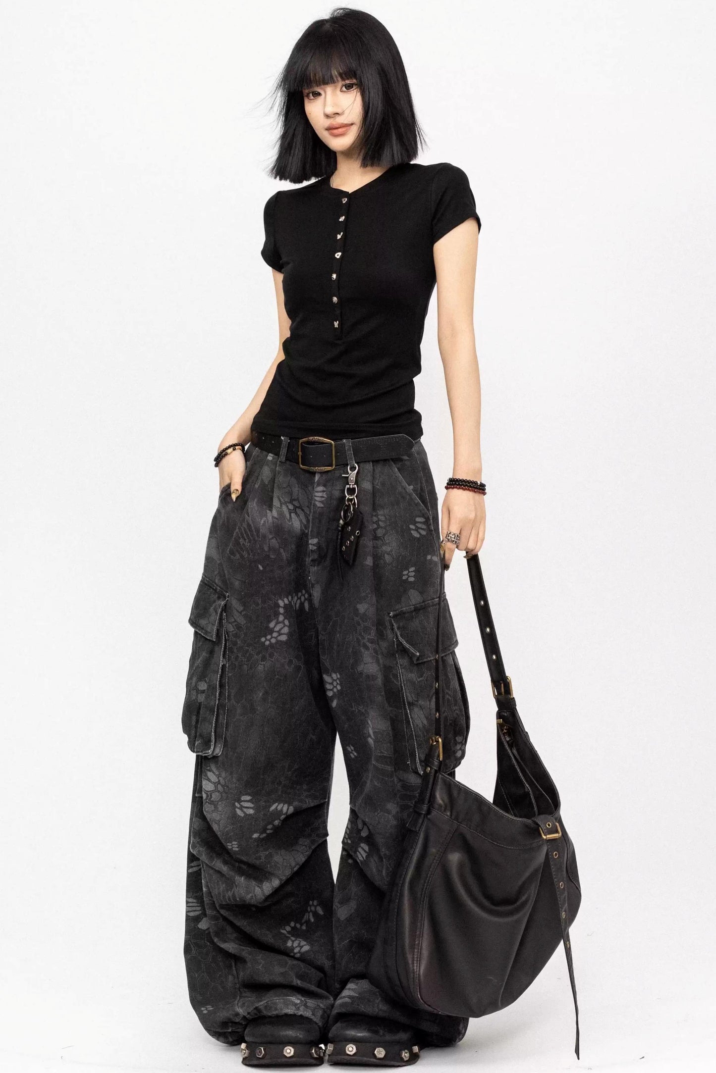 Simple Black Button-Down Top