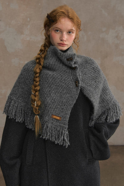 Wool Knitted Cape Cardigan