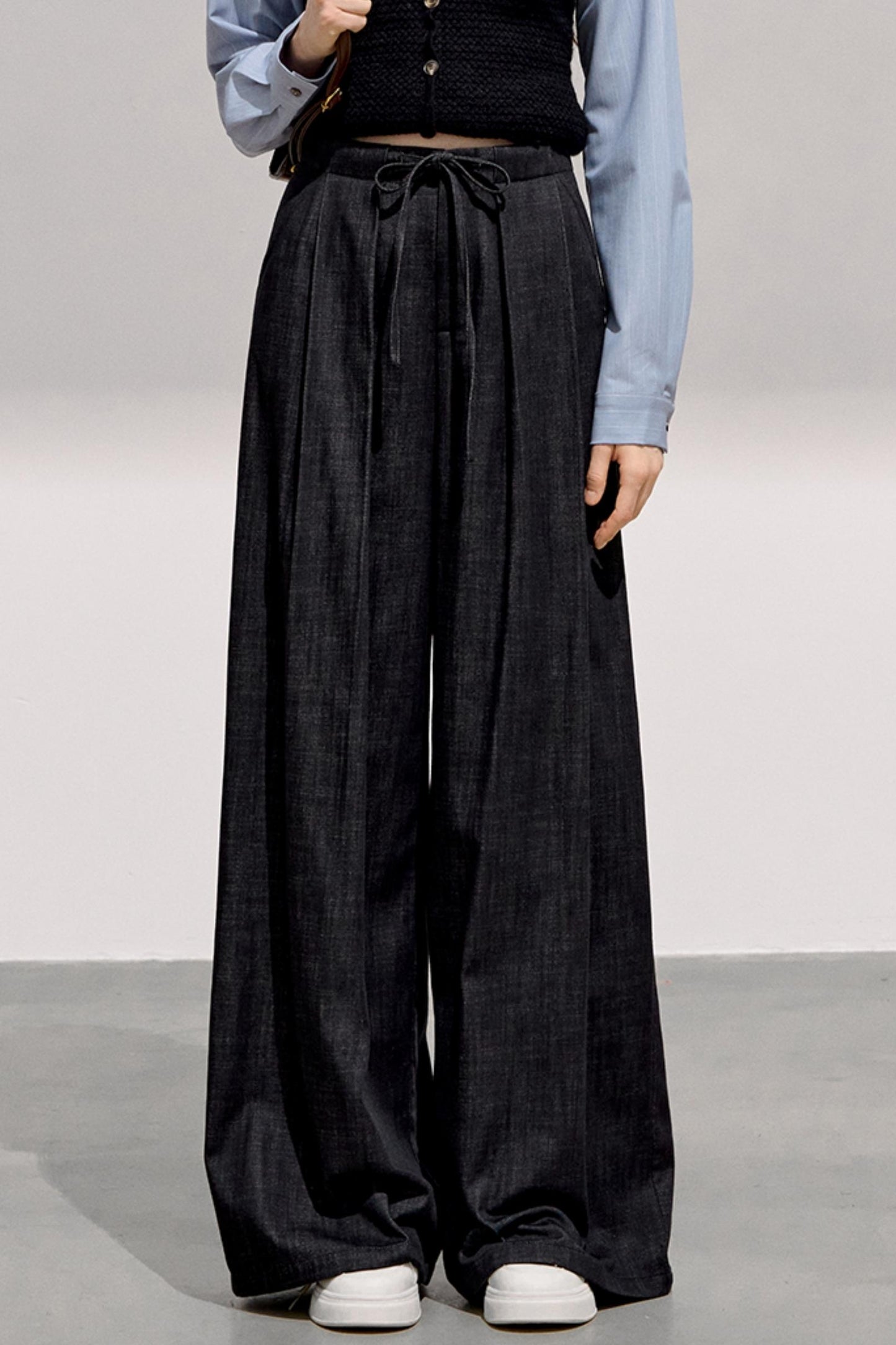 Cool Commuter Denim Wide-Leg Pants