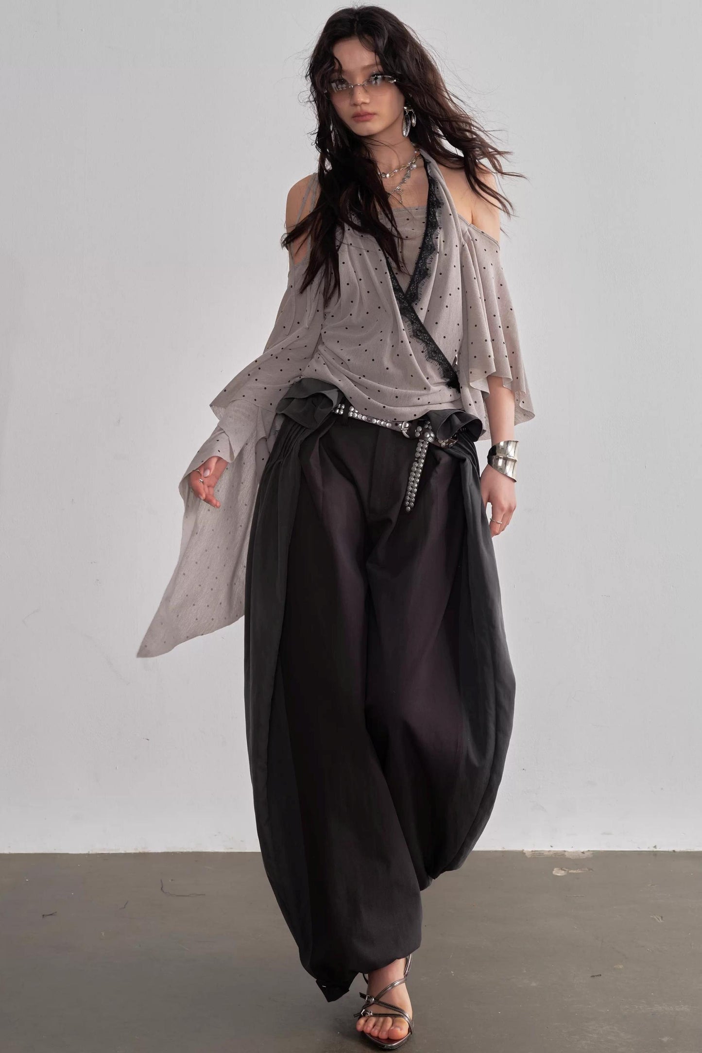 Pleated Patchwork Bubble Pants