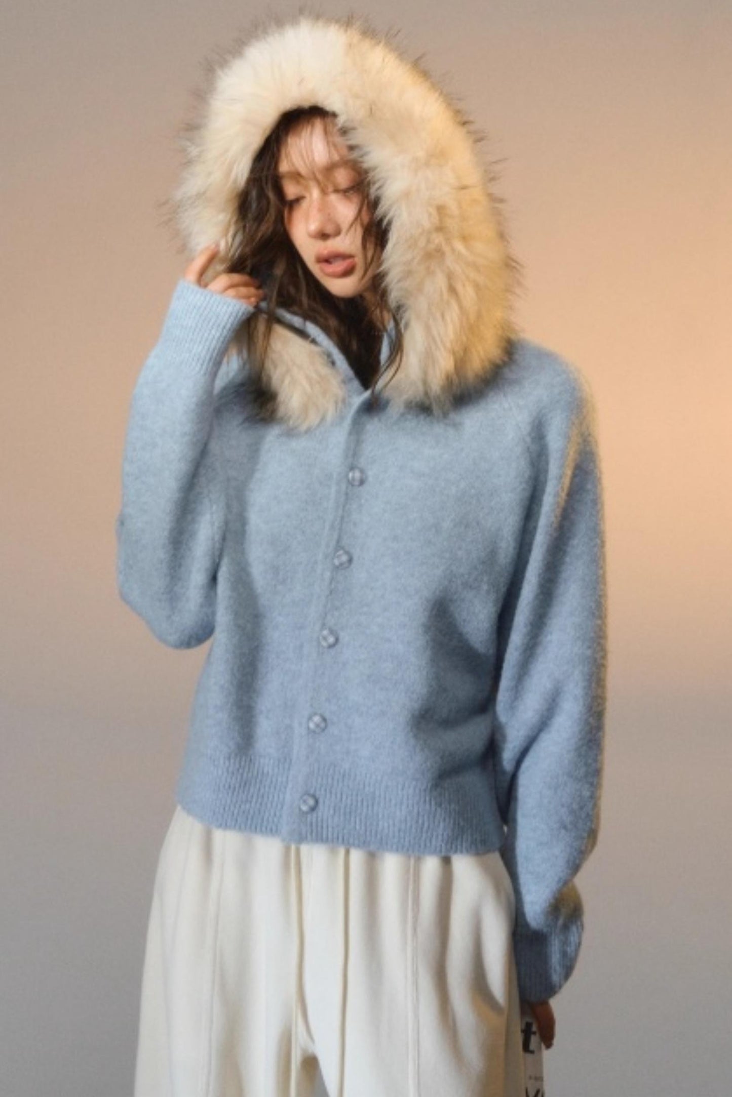 Detachable Fur Collar Cardigan