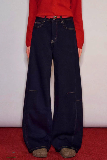 Raw Leather Trim Jeans