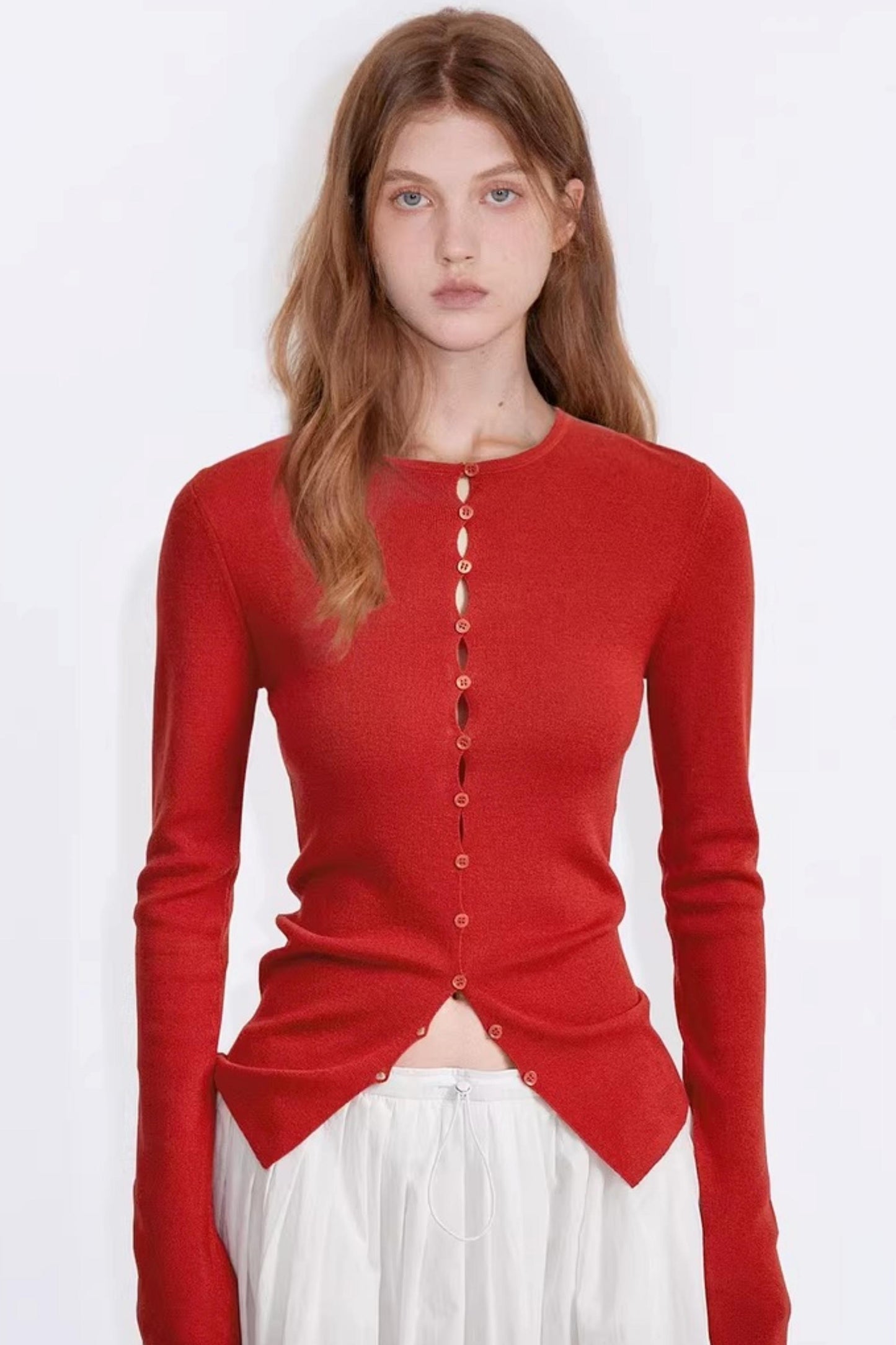 Merino Wool Button Cardigan Top