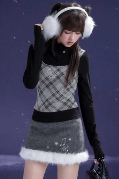 Gray Woolen Note Skirt