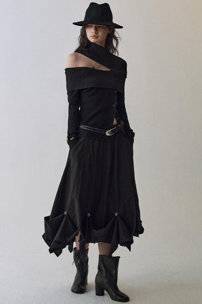 Light And Shadow One-shoulder Top