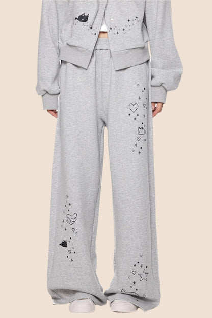 Rabbit Cartoon Hoodie Jacket Pants Set-Up