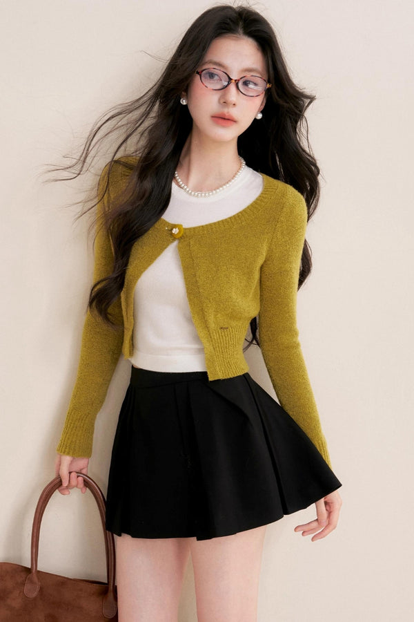 Cashmere Wool Crew Neck Knit Coat