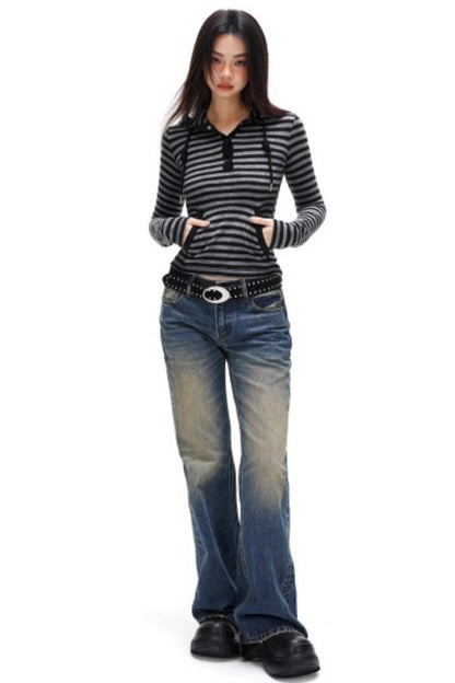 Spicy Striped Hooded Sweater