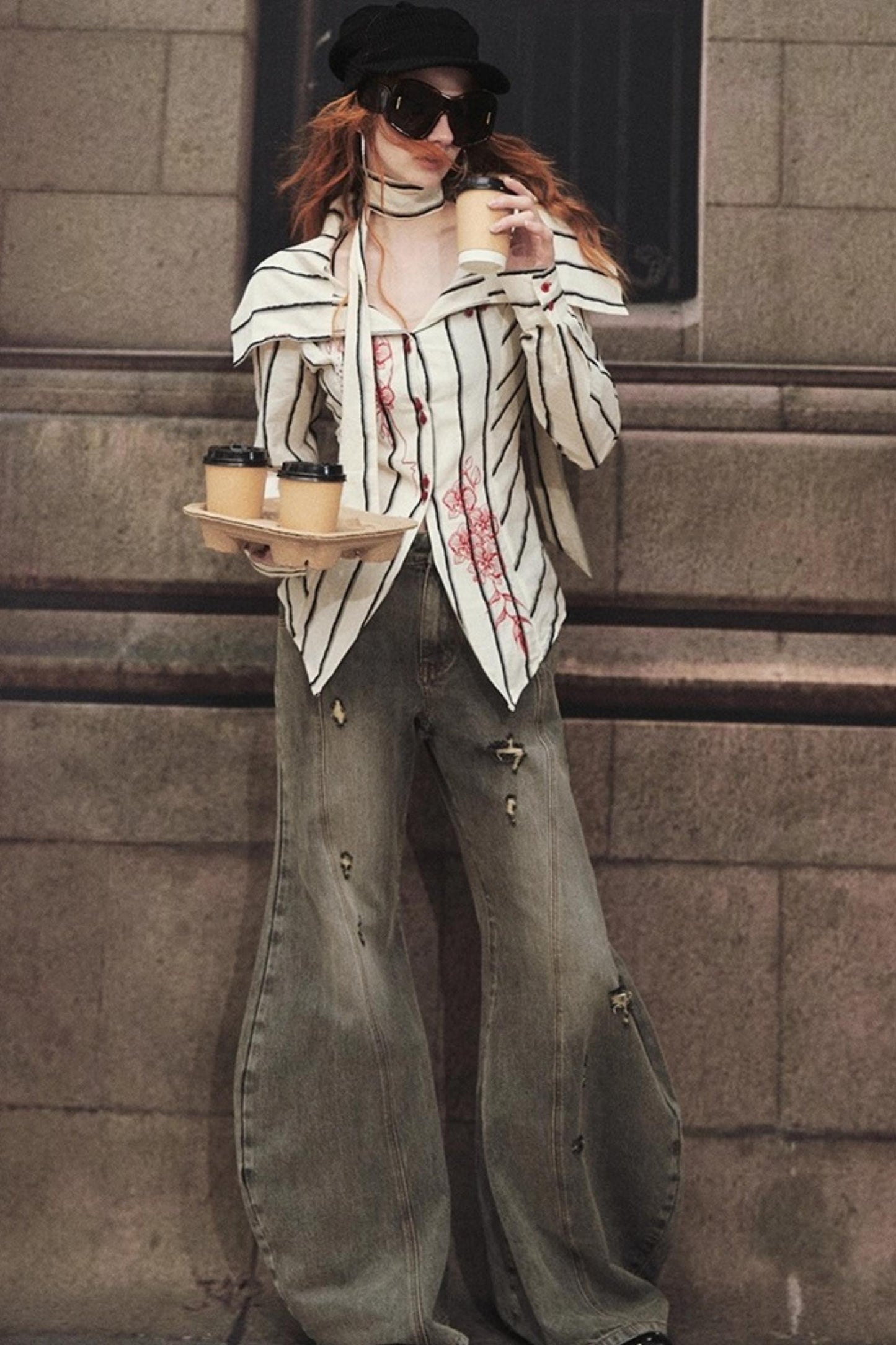 Embroidered Slim Striped Shirt