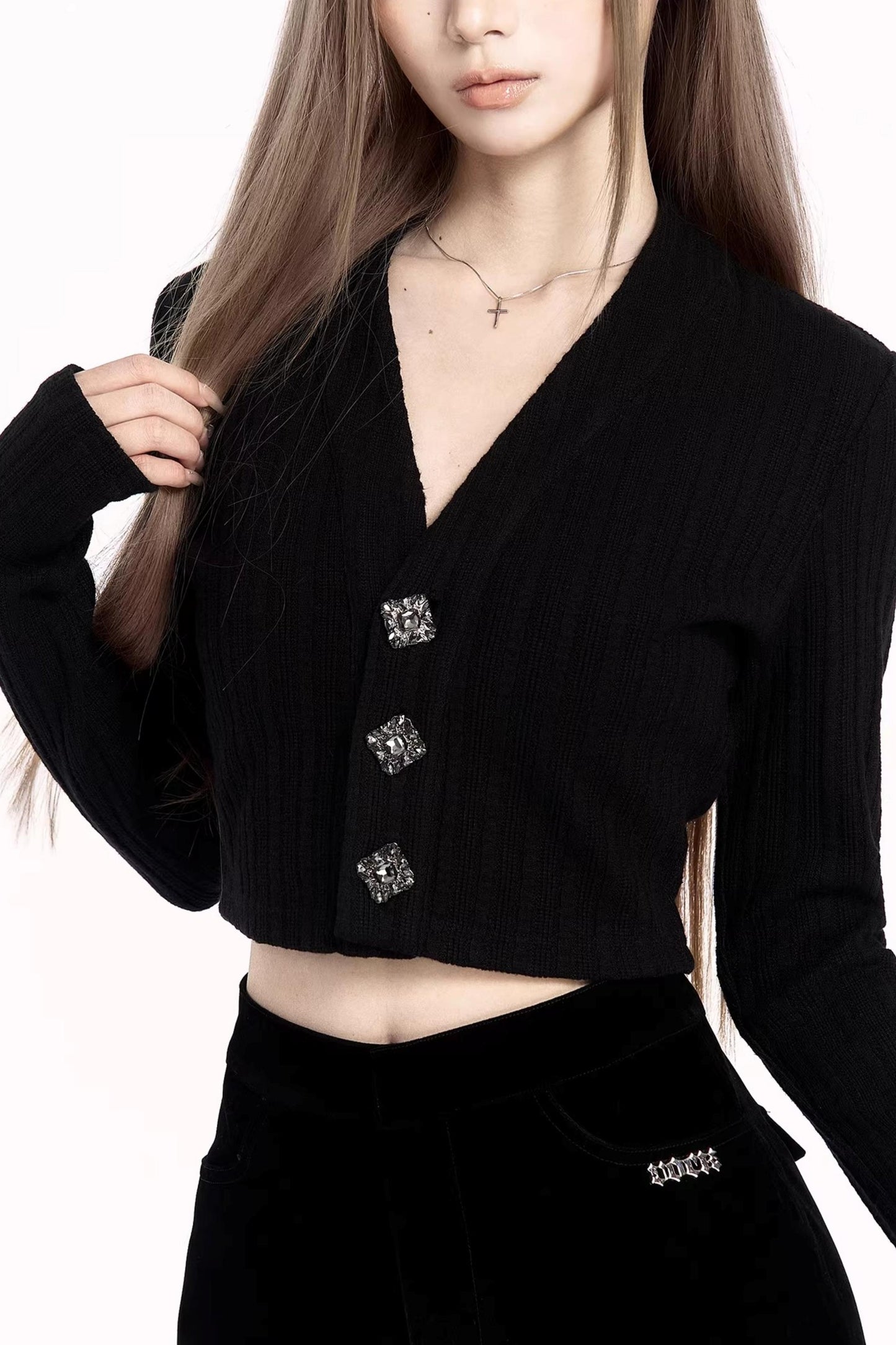 Wide-Textured Button Cardigan Top