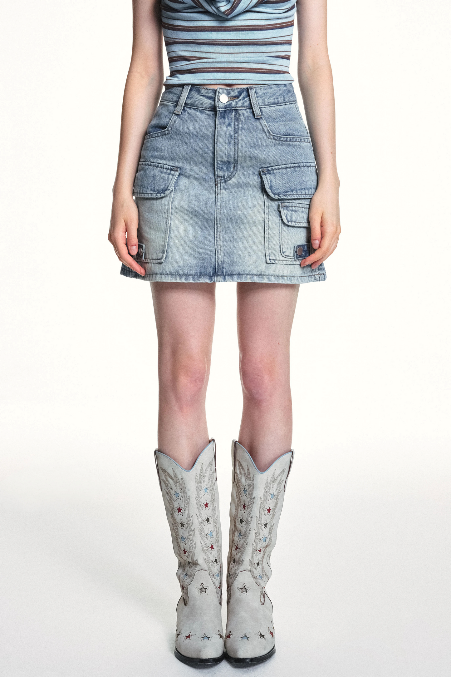 Retro Washed Slimming Denim Skirt