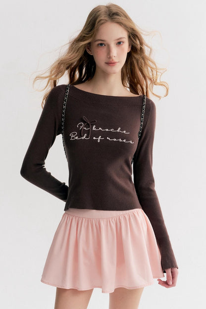 Rose Cream Cotton Puffy A-Line Skirt