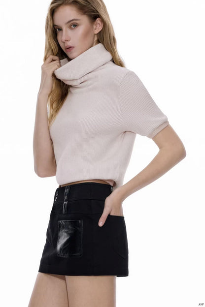 Waist-Cinching Patchwork Sweater