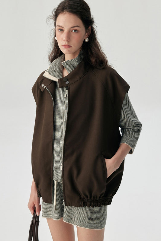 Casual Wide-Shoulder Layering Vest