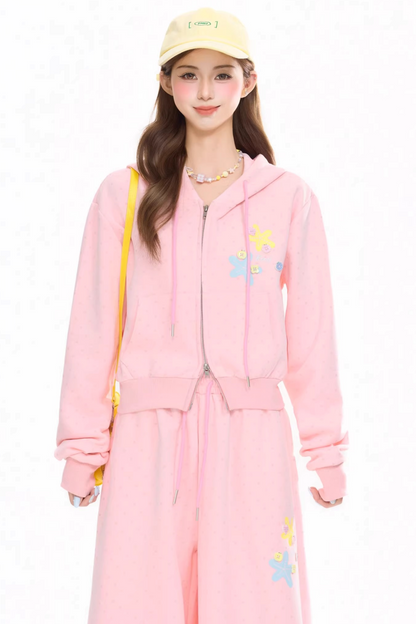 에너제틱 프린트 집업 재킷 셋업