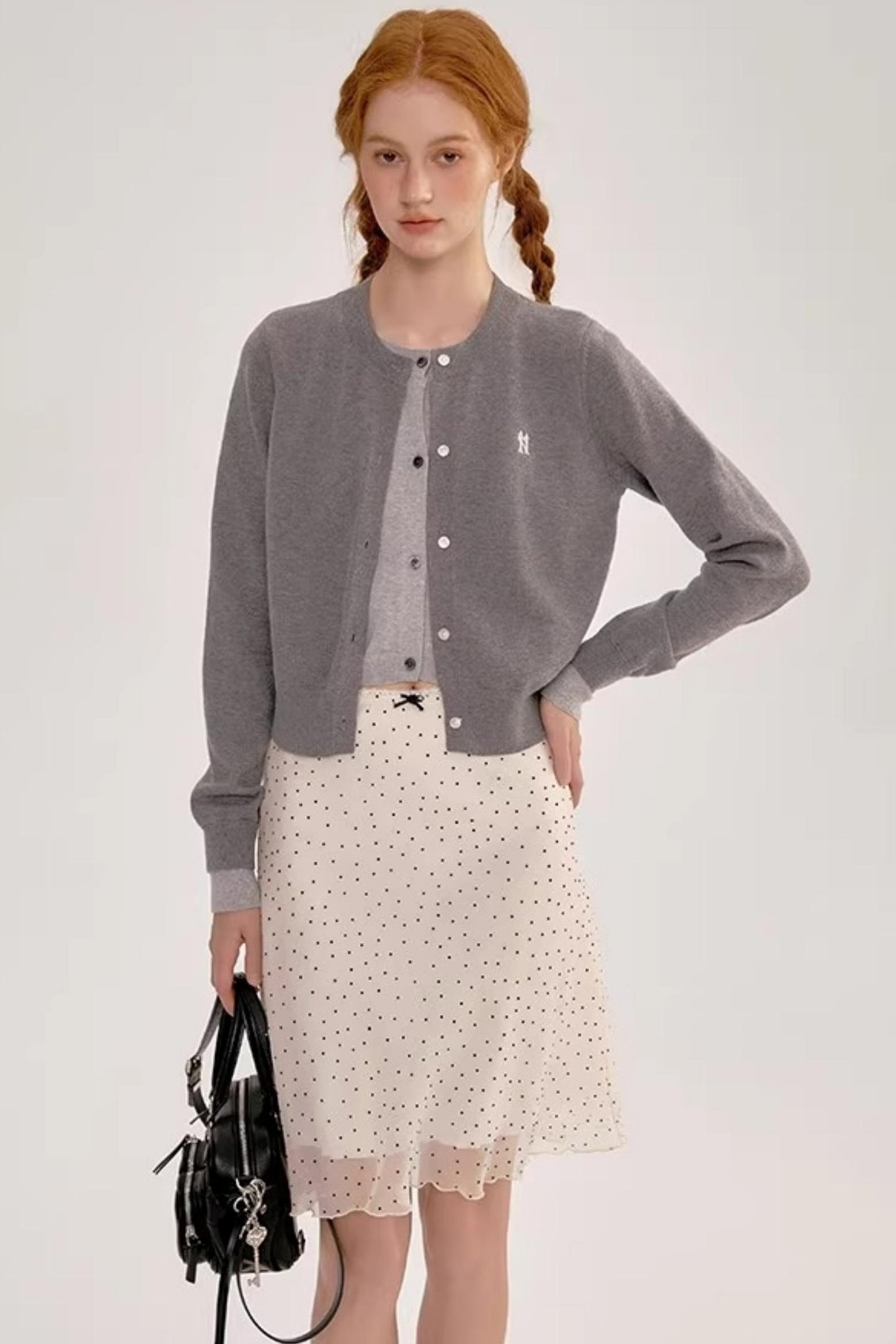 French Polka Dot A-Line Chiffon Skirt