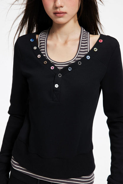 Big V-Neck Knitted Sweater Set-Up