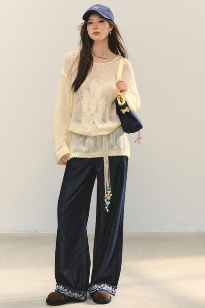 Floral Cutout Long Sleeve Top