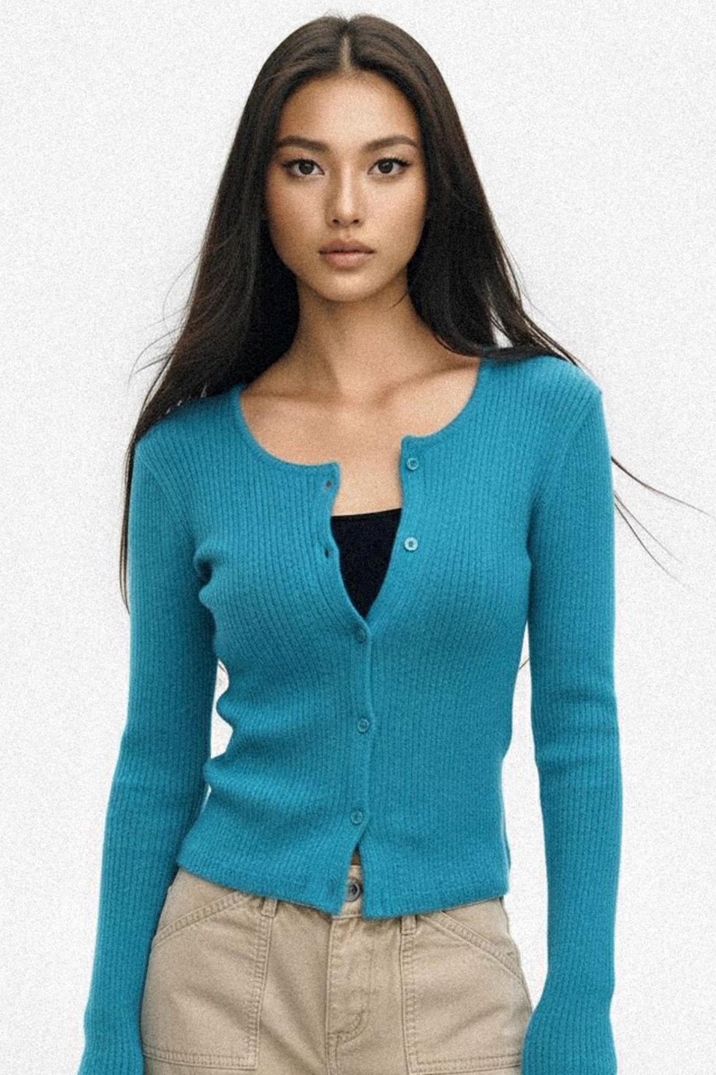 Peacock Blue Crew Neck Sweater