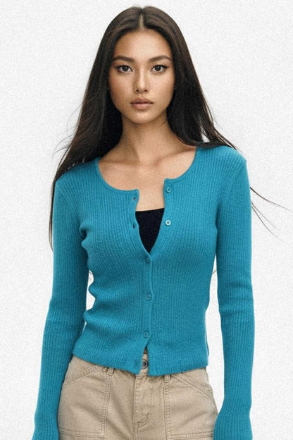 Peacock Blue Crew Neck Sweater