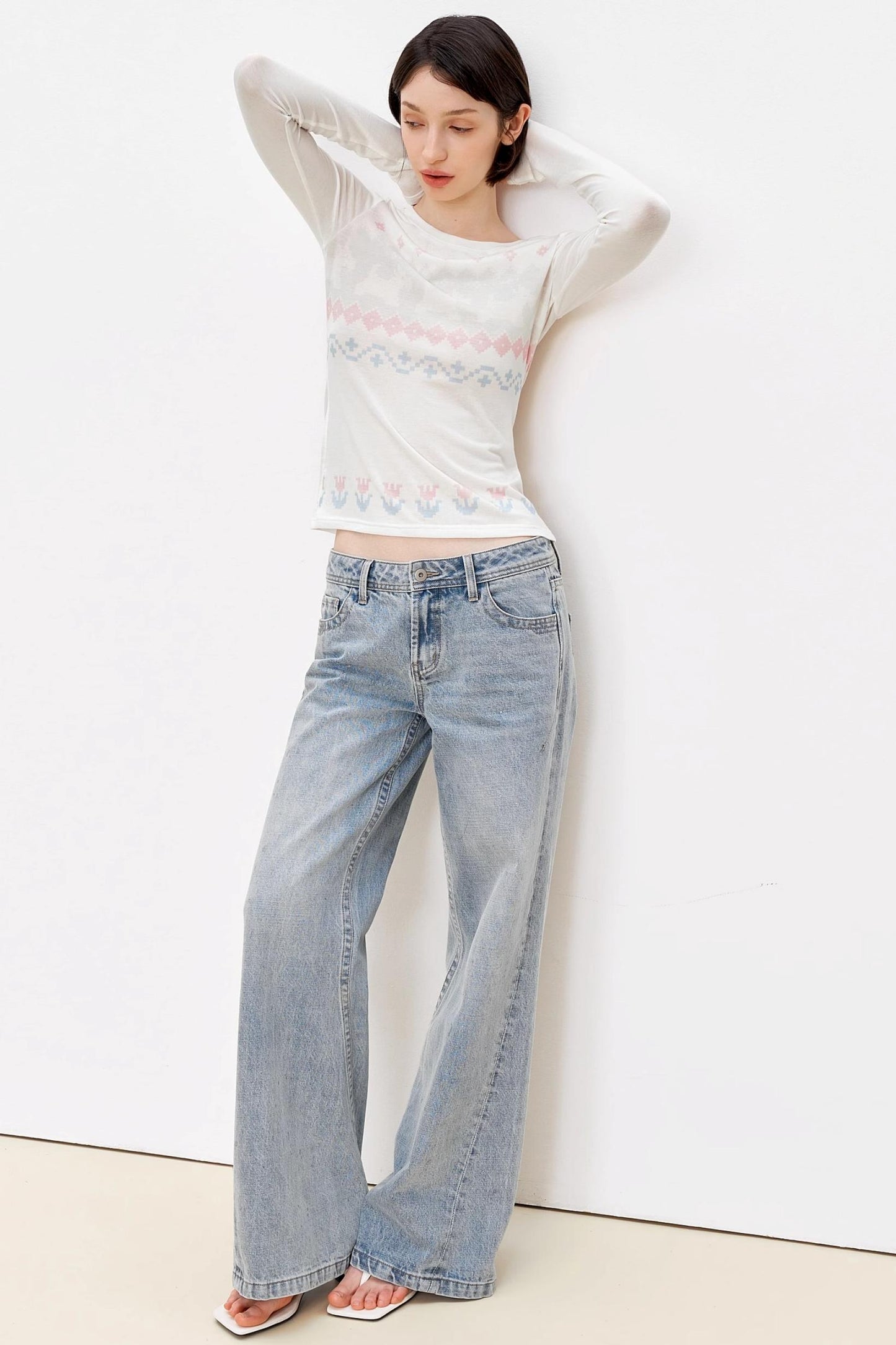 Fair Isle Wool Blend Long Sleeve Tee