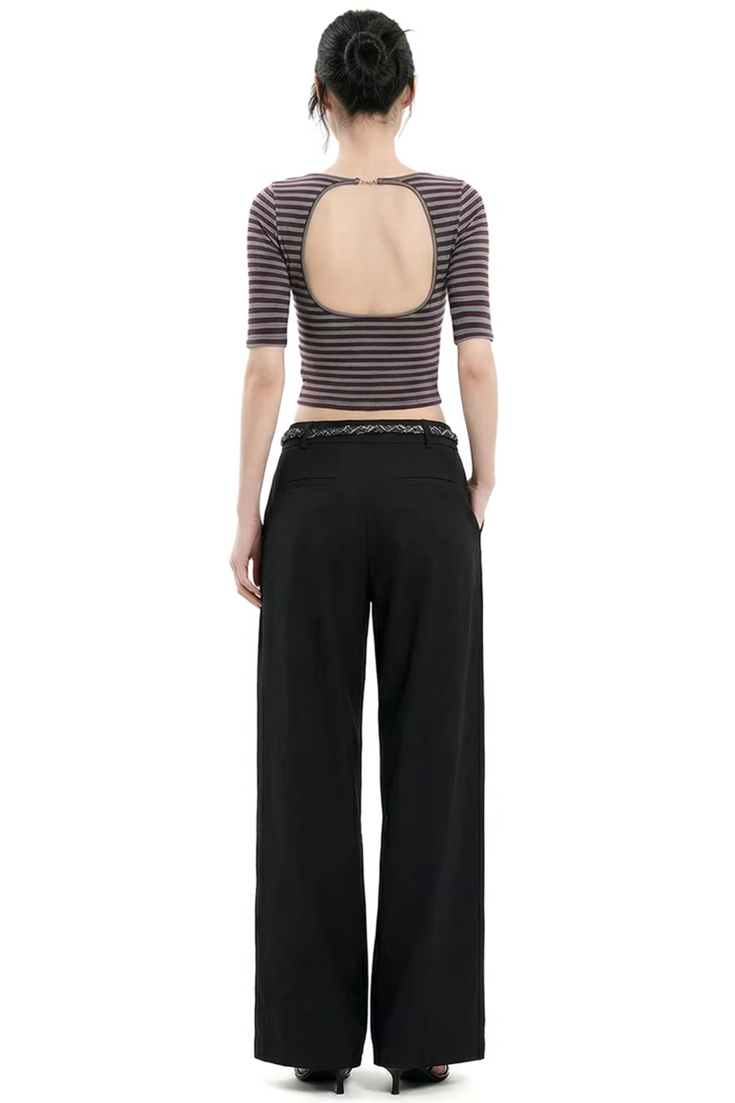 Top a righe senza schiena slim-fit