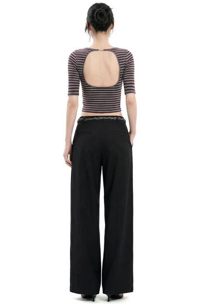 Top a righe senza schiena slim-fit