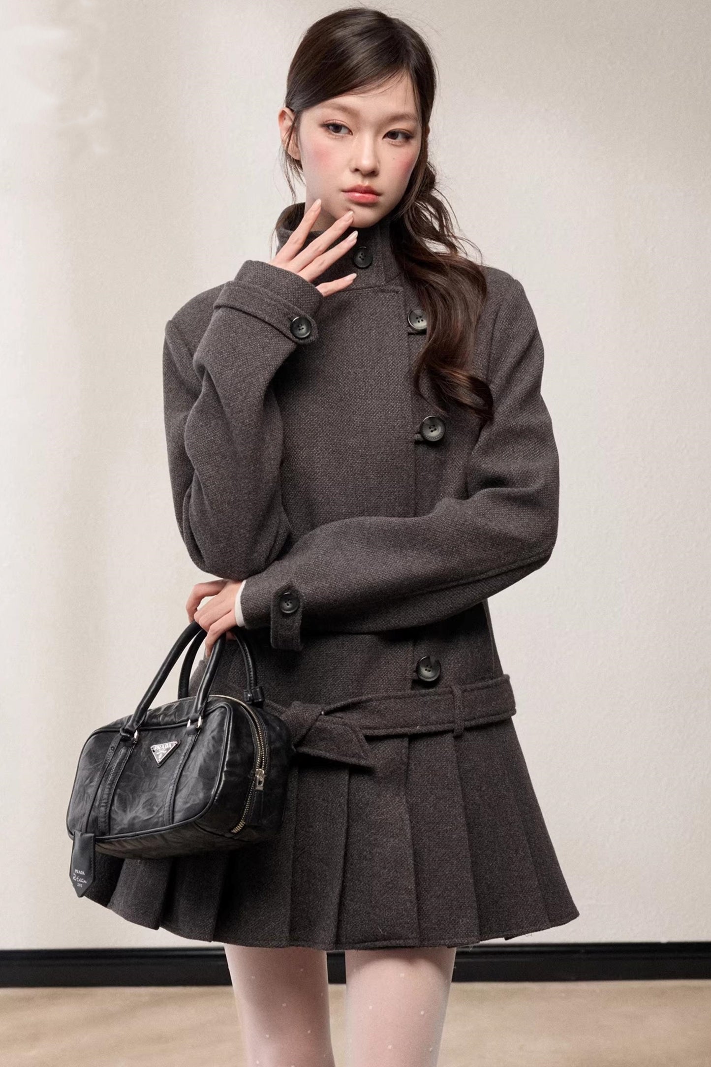 Stand-Up Collar Woolen Coat