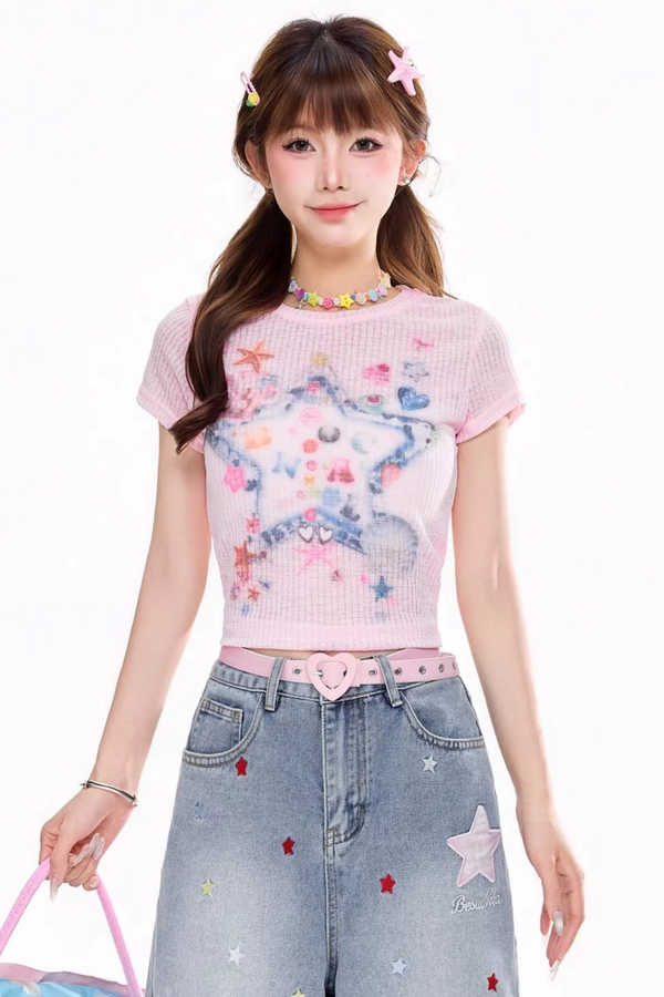 Graffiti Painted Slim Fit Top