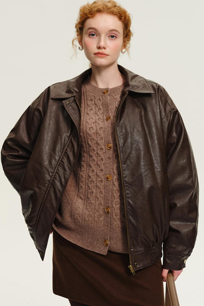 Thicken Duck Down Leather Jacket