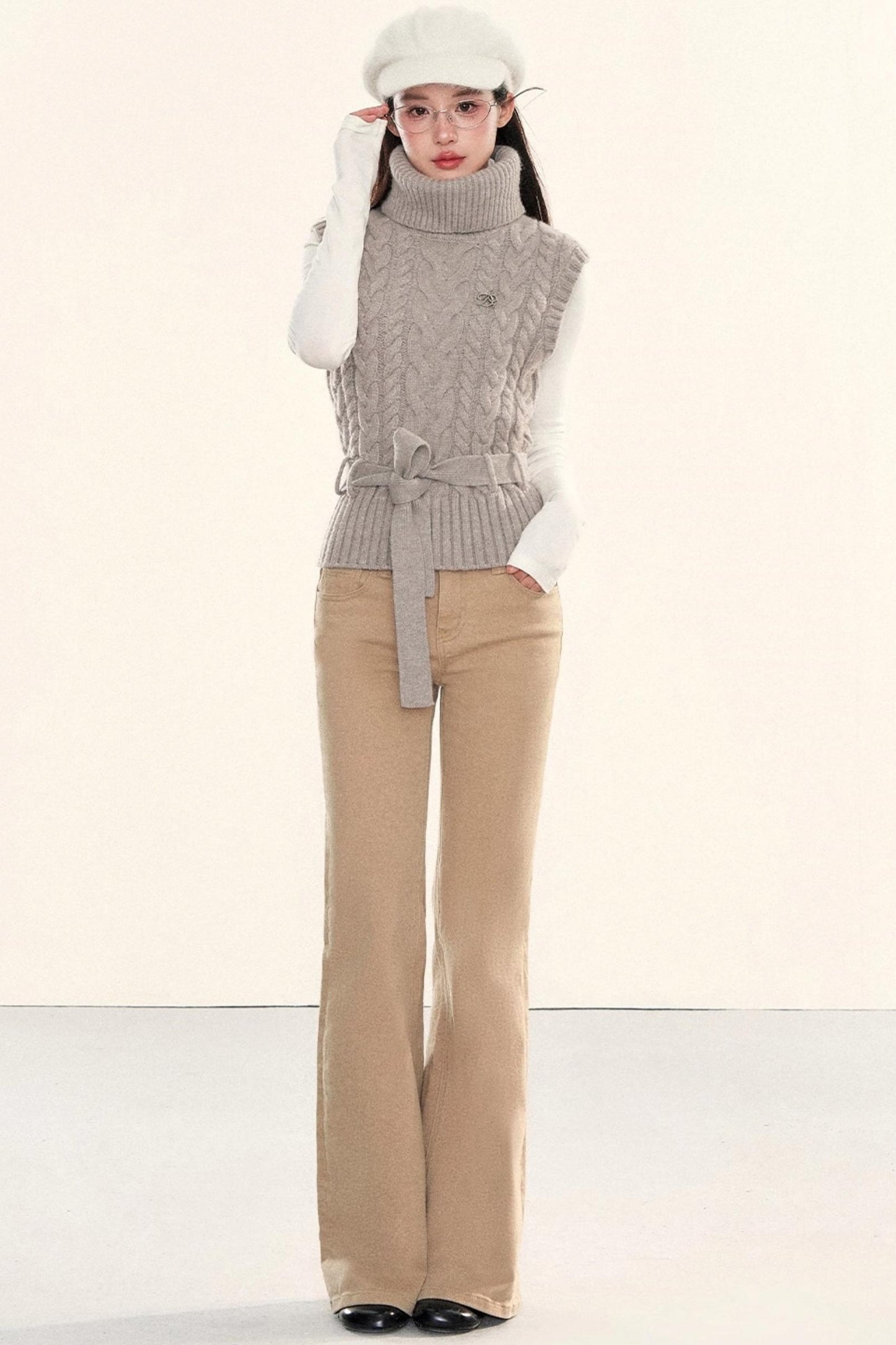 Washed Denim Flared Pants