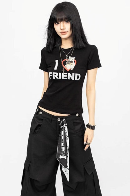 Vintage Babes Cat Print Cropped Top