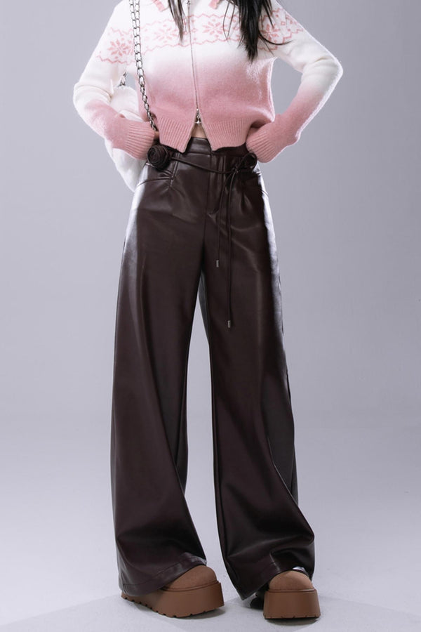 Angora Rote Weite Lederhose 