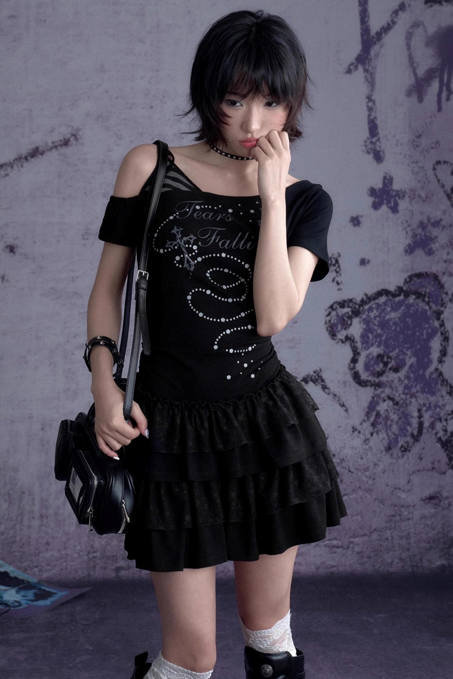 Slash Print Patchwork Dress