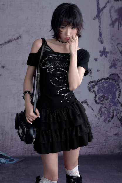 Slash Print Patchwork Dress