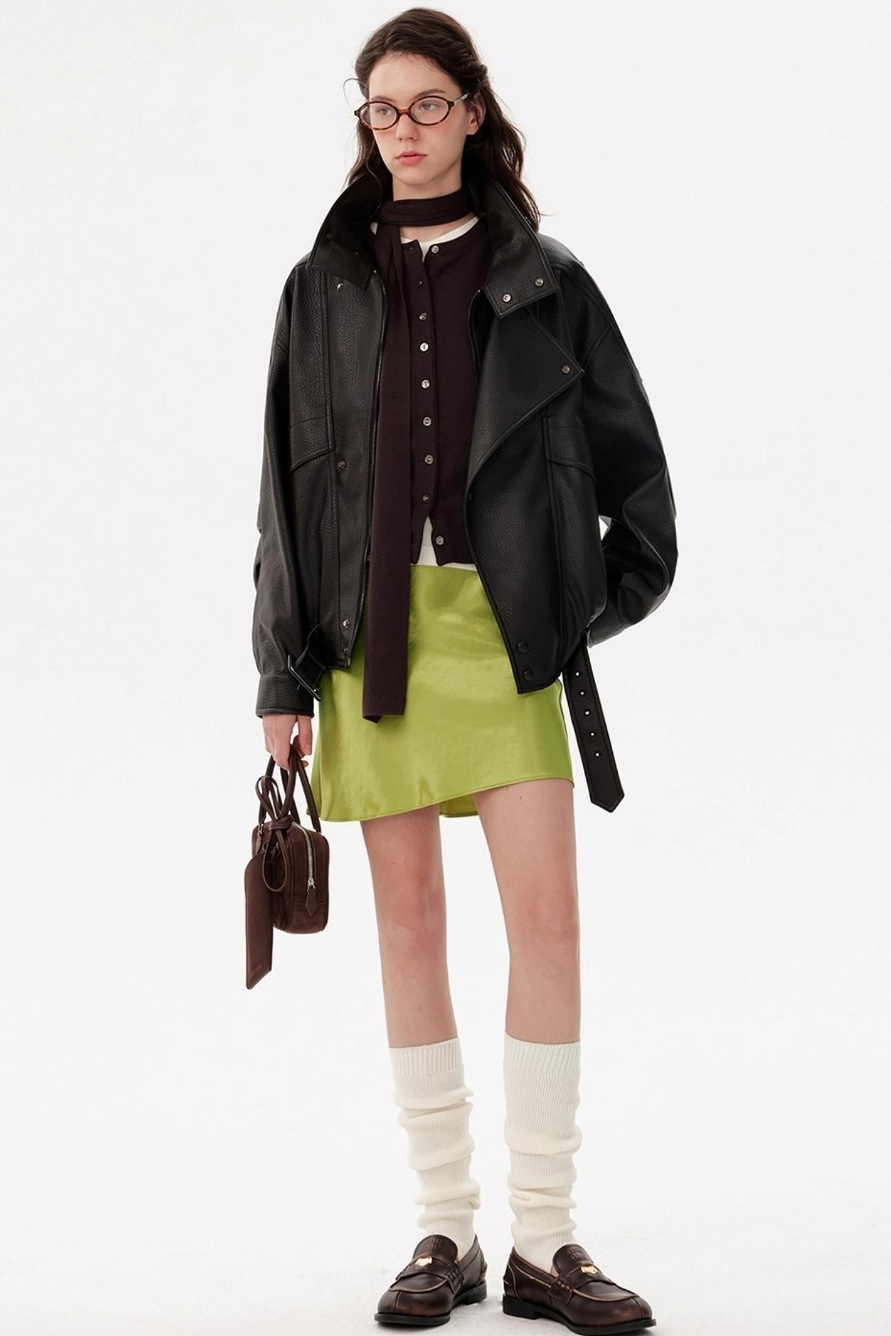 Windproof Pebbled Leather Jacket